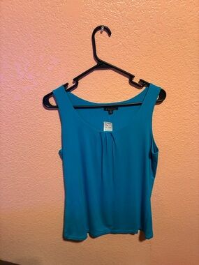 Brooks Brothers Teal Sleeveless Pleat-Front Tank